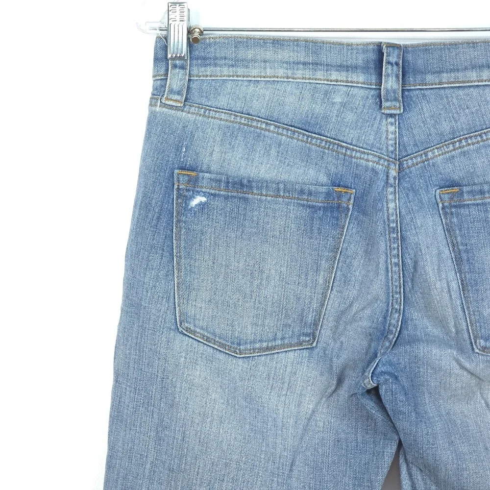 J Crew Distressed Jeans Women's 27 (Fit 30x30) Light Wash Stretch Denim Whiskers